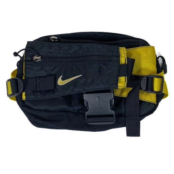 Vintage Nike ACG Waist Pack Large Fanny Bag Crossbody Wallet Strap Black Yellow - Picture 4 of 6